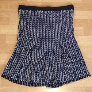 Ann Taylor Black White Knit Sweater Style Lined Geometric Pattern Skirt M